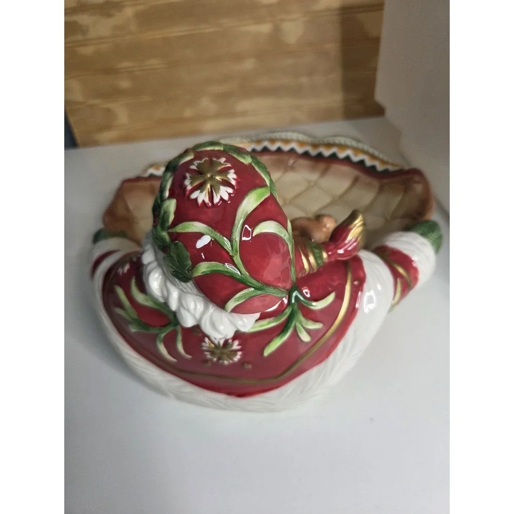 Fitz And Floyd Holiday Home Santa Server Serving‎ Bowl Platter Vintage XLarge